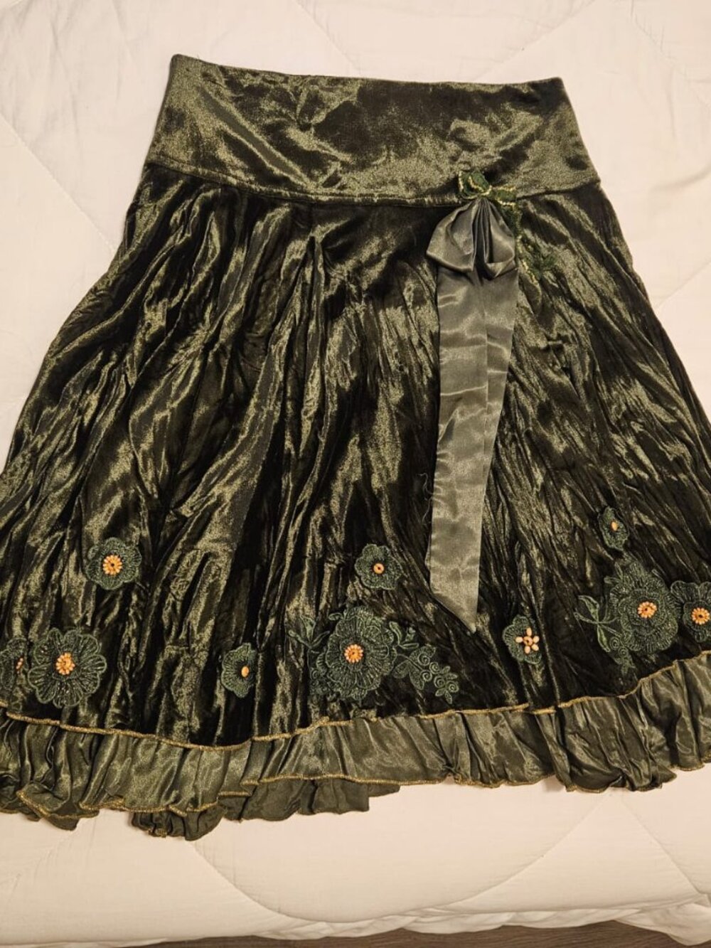 Crushed velvet skirt
